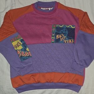 Gitano 90s Vintage Multi-Color Color Blocked Ski Lodge Crewneck Sweatshirt